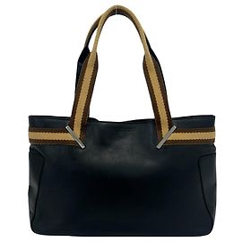 GUCCI Sherry Line Leather Mini Tote Bag Brown Black Beige