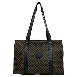 Céline Sac cabas en cuir CELINE Vintage Macadam Blazon Pattern Marron Noir