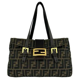 Bolsa FENDI Vintage com padrão Zucca FF Marrom Preto