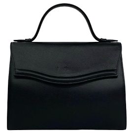 Yves Saint Laurent Vintage Logo Leather Handbag Black