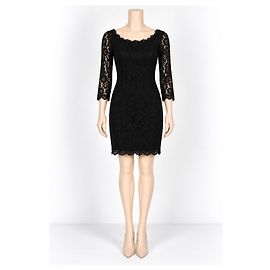 Diane von Furstenberg Zarita Spitzenkleid Schwarz Schwarz