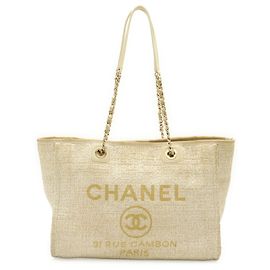 Sac Chanel Deauville Line Tote MM Medium Blanc