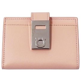 Salvatore Ferragamo Pink Leather Business Card Case Pink