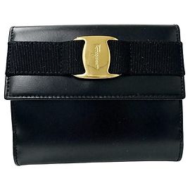 Carteira Bi-Fold em couro Salvatore Ferragamo Vara Preto