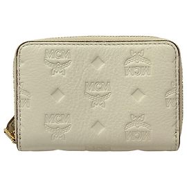 MCM Leather Business Card Case White