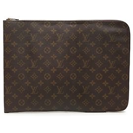 Louis Vuitton Brown Monogram Poche Documents Portfolio Marrom