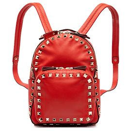 Valentino Rockstud Mini-Rucksack aus rotem Kalbsleder Rot
