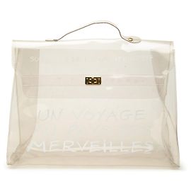 Bolsa de mão Hermès Kelly Souvenir De L Exposition em vinil branco Branco