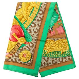 Lenço de seda Hermès Brown Casques et Plumets 90 Marrom