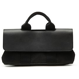 Hermès Black Toile and Swift Valparaiso Long PM Nero