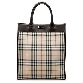 Sac cabas Burberry Beige House Check Canvas Beige