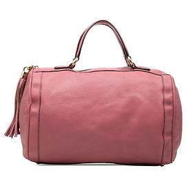 Sac Gucci Soho Boston Medium en cuir de veau grainé rose Rose