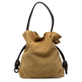 Sac Tote Flamenco Knot LOEWE en daim marron Large Marron Marron clair