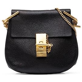 Chloé Mini Bolsa Tiracolo Drew em Couro Preto Preto