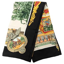 Lenço de seda Hermès Black Sanssoucy 90 Preto