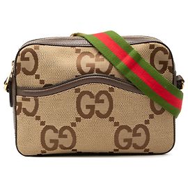 Bolsa Tiracolo Gucci em Lona Jumbo GG Bege com Web Bege