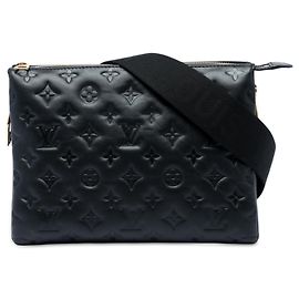 Louis Vuitton Black Monogram Embossed Puffy Lambskin Coussin PM Black