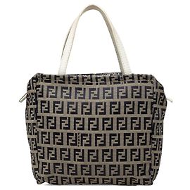 Fendi Beige Mini Zucchino Canvas Handbag Beige