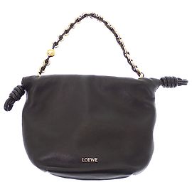 Sac Flamenco LOEWE en cuir d'agneau nappa mellow noir, taille Medium Noir