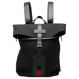 Zaino Gucci in canvas nero Techno Web con patta Nero