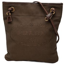 Prada Sac crossbody en toile Canapa logo marron Marron Marron foncé