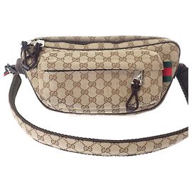 Gucci Beige Small GG Canvas Web Crossbody Beige
