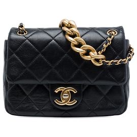 Chanel Black Mini CC Quilted Calfskin Multi Chain Single Flap Noir