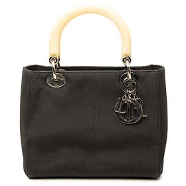 Dior Black Medium Canvas Lady Dior Negro
