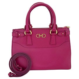 Salvatore Ferragamo Double Gancini Pink Leather Handbag Pink