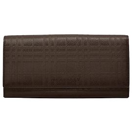 Cartera larga de piel Burberry Castaño