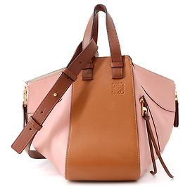 Loewe Hammock Small Grained Calf Leather Handbag Brown Pink