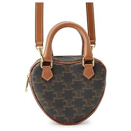 Céline Borsa a mano in pelle Celine Triomphe Heart Marrone