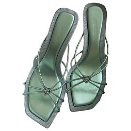 Jimmy Choo Heart Embellished Leather Thong Sandals - Mint Green Green