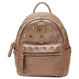 MCM Studded Backpack in Pink Leather Pink