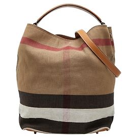 Bolsa Hobo Burberry Nova Check Ashby Medium Bege