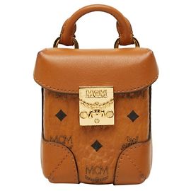 MCM Visetos Logogram Soft Berlin Mini Shoulder Bag Castaño