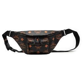 Bolsa de cintura MCM Maxi Visetos Logogram Fursten Preto Laranja