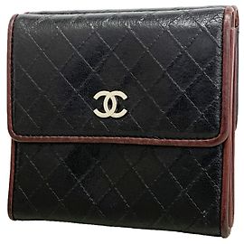 Cartera tri-fold Chanel negra Negro