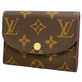 Louis Vuitton Monogram Portemonnaie Rosalie Coin Case Brown Fuschia