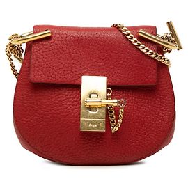 Borsa a tracolla con catena Chloé Drew Mini Rosso