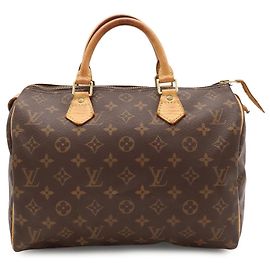 Louis Vuitton Monogram Speedy 30 Handbag Brown White Monogram