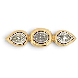 SPILLA VINTAGE YVES SAINT LAURENT 1980 IN METALLO DORATO ADORNATA DA CRISTALLI D'oro