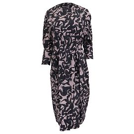 Vestido midi de manga comprida estampado Dries Van Noten em algodão multicolorido Multicor
