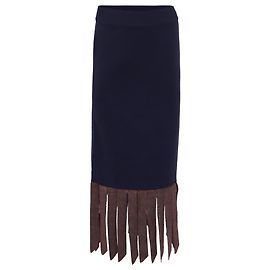 Gonna midi con frange Staud in viscosa blu navy Blu Blu navy