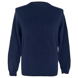 Gucci Strickpullover aus Wolle in Navyblau mit besticktem Logo Blau Marineblau