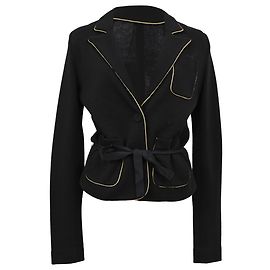 Joseph einreihiger Blazer mit Bindegürtel aus schwarzer Wolle Schwarz