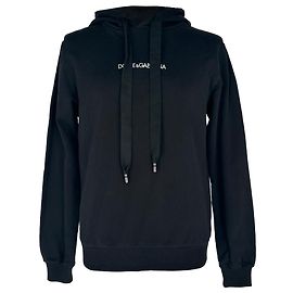 Sudadera con capucha Dolce & Gabbana con estampado de logo en algodón negro Negro