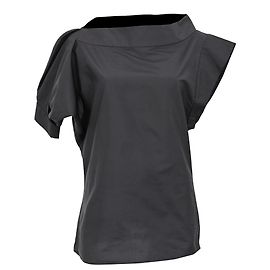 Yves Saint Laurent YSL Asymmetrical Blouse in Black Silk Black