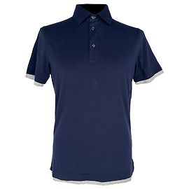 Polo de efecto superpuesto Brunello Cucinelli en algodón azul marino Azul Azul marino