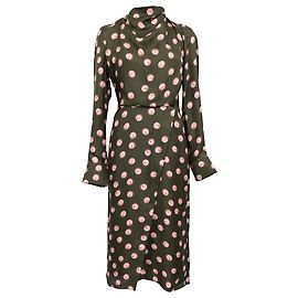 Fendi Printed Midi Dress in Brown Silk Brown